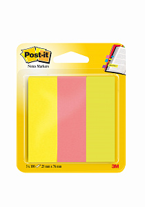 Набор клейких бумажных закладок Post-it, ширина 22,2 мм, 3 цвета по 100 шт. 