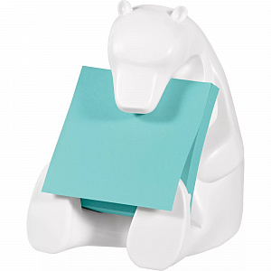 Диспенсер "Медведь" для Z-стикеров + Z-стикеры Super Sticky,76х76мм, 90 л., голубой неон - 100% PEFC