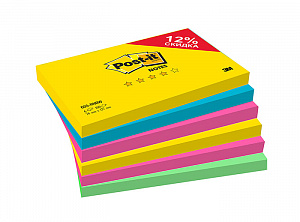 Стикеры Post-it® Радуга Плюс,76 х 127 мм, 4 цвета, набор из 6 х 100 л.