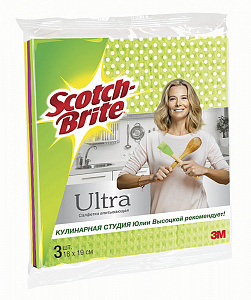 Салфетка Scotch-Brite® Ultra, впитывающая, 18 см х 19 см, 3 шт./упак.