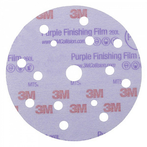 Круг абразивный, полировальный , 15 отверст., Р600, 150 мм,3M™ Hookit™ 260L Purple №51156