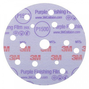 Круг абразивный, полировальный , 15 отверст., Р1500, 150 мм,3M™ Hookit™ 260L Purple 