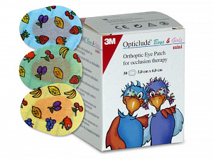 Пластырь глазной 3M™ Opticlude, цветной, размер 5,0 см × 6,2 см, 30 шт./кор., 2537PE Mini