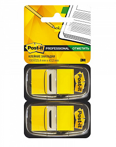 Закладки клейкие Post-it, двойная упаковка, желтые, ширина 25 мм, 100 шт. 