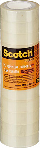 Лента канцелярская прозрачная клейкая эконом Scotch® 500-1210, 12 мм х 10 м, 12 рулонов в тубе 