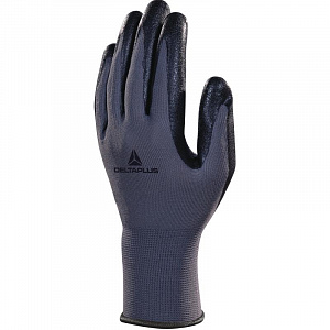 Перчатки с нитриловым покрытием VE722, трикотажные, прочные, размер 08, серо-черные