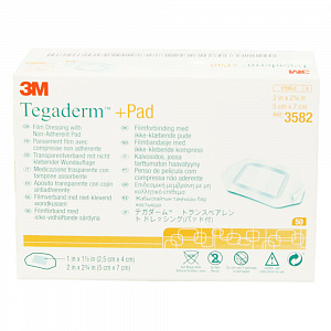 Пленочная прозрачная повязка с впитывающей подушечкой Tegaderm ® + Pad  5 x 7 см. 50 шт./уп., 3582