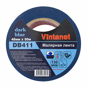 Малярная лента для большинства поверхностей Vintanet DarkBlue DB411, 48мм х 50м