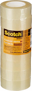 Лента универсальная прозрачная клейкая эконом Scotch® 500-1933, 19 мм х 33 м, 8 рулонов в тубе 