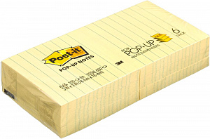 Набор линованных Z-блокнотов Post-it, канареечный желтый, 6 блоков по 100 листов 