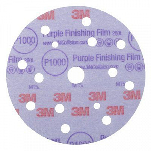 Круг абразивный, полировальный , 15 отверст., Р1000, 150 мм, Hookit™ 260L Purple №51157